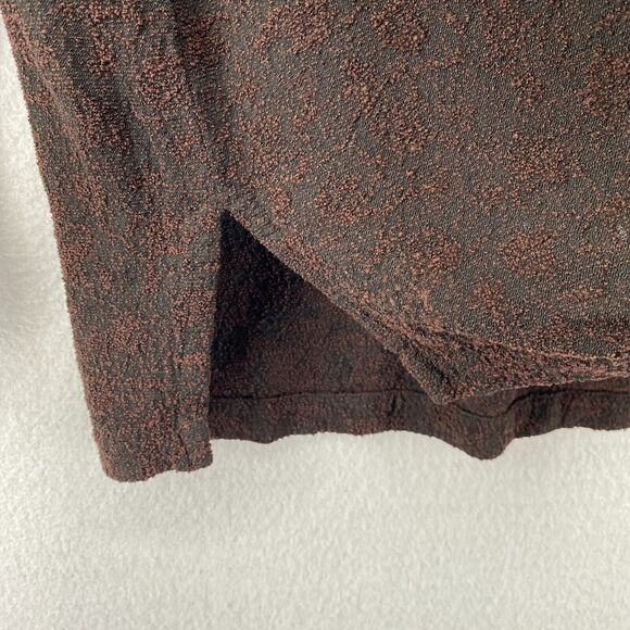 EILEEN FISHER Top M Viscose Blend Textured Crewneck Long Sleeve Brown USA VTG - Picture 6 of 13